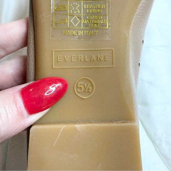 Everlane The Day Glove Flats Tan Nude Beige Leather 5.5 Ballet Flats Minimalist - Picture 7 of 8